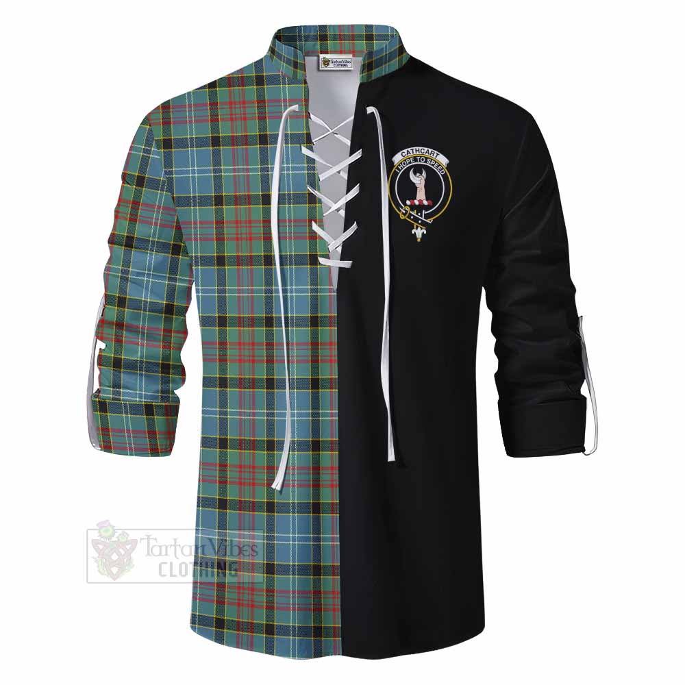 Tartan Vibes Clothing Cathcart Tartan Ghillie Kilt Shirt with Family Crest and Half Of Me Style