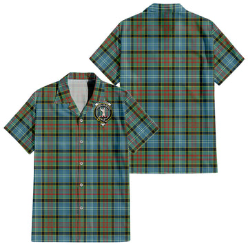 Cathcart Tartan Short Sleeve Button Down Shirt with Family Crest