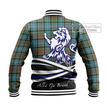 Cathcart Tartan Baseball Jacket with Alba Gu Brath Regal Lion Emblem - Tartanvibesclothing Shop
