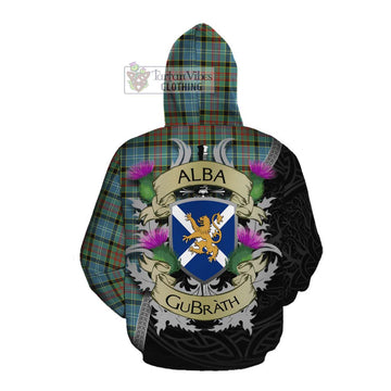 Tartan Vibes Clothing Cathcart Tartan Family Crest Cotton Hoodie Lion Rampant Royal Thistle Shield Celtic Inspired