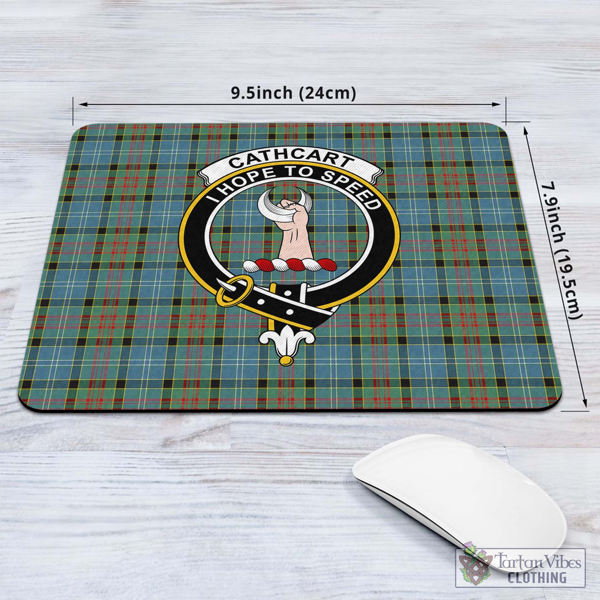 Tartan Vibes Clothing Cathcart Tartan Mouse Pad with Family Crest