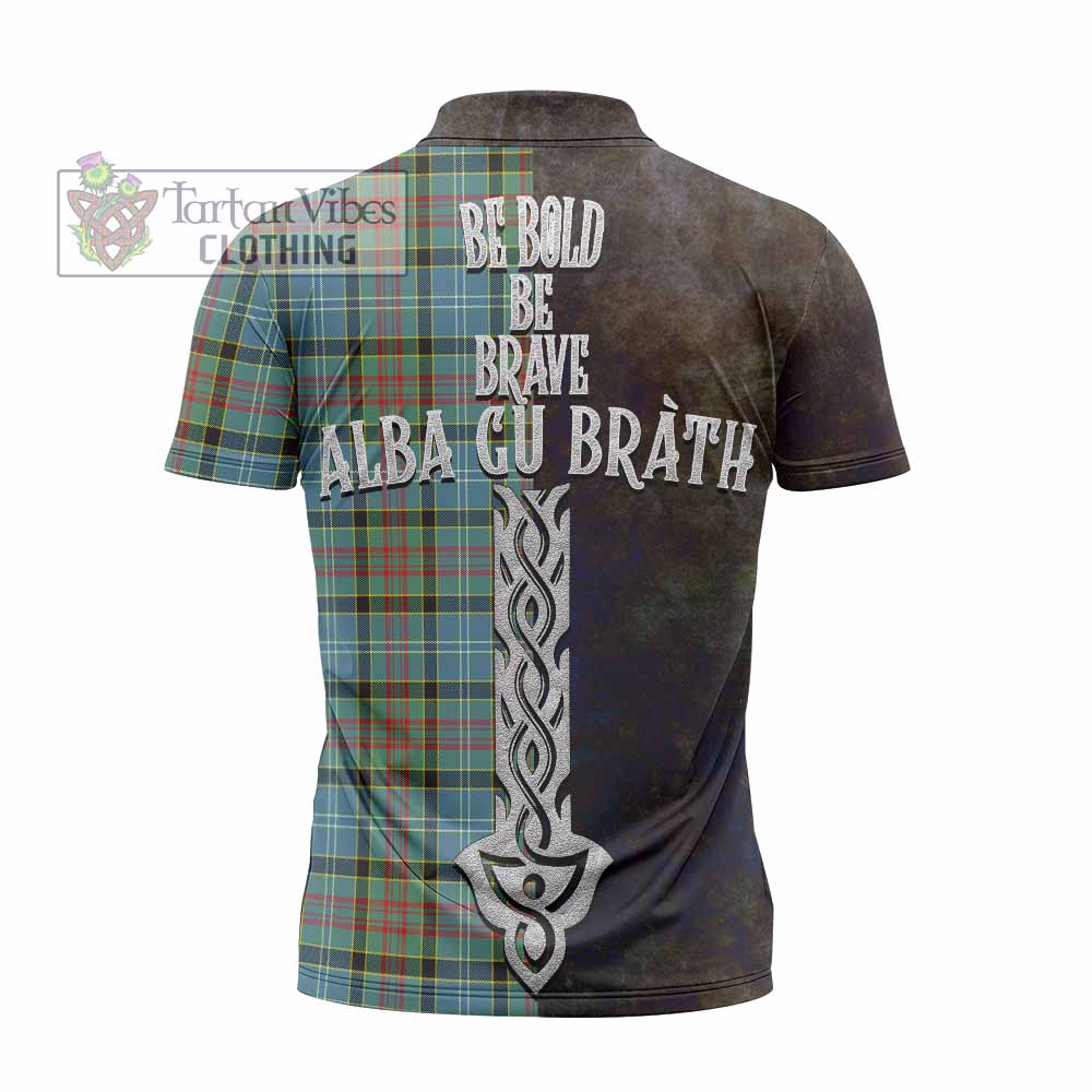 Tartan Vibes Clothing Cathcart Tartan Family Crest Zipper Polo Shirt Alba Gu Brath Be Brave Lion Ancient Style