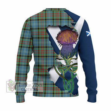 Cathcart Tartan Family Crest Knitted Sweater Scottish Thistle Celtic Inspired