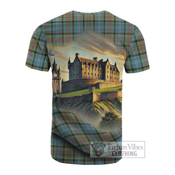 Tartan Vibes Clothing Cathcart Tartan Family Crest Cotton T-shirt with Scottish Ancient Castle Style