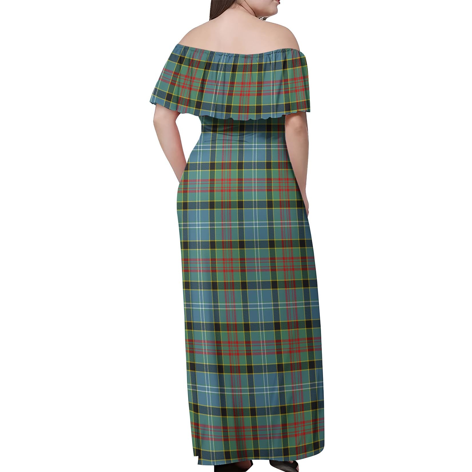 Cathcart Tartan Off Shoulder Long Dress - Tartanvibesclothing
