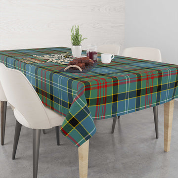 Cathcart Tartan Tablecloth with Clan Crest and the Golden Sword of Courageous Legacy