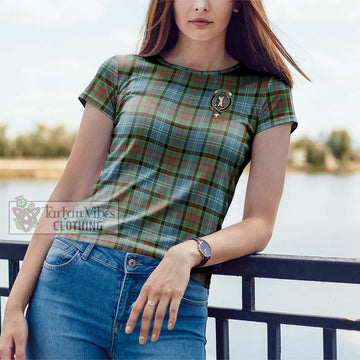 Cathcart Tartan Cotton T-Shirt with Family Crest Women's Shirt - Tartanvibesclothing Shop
