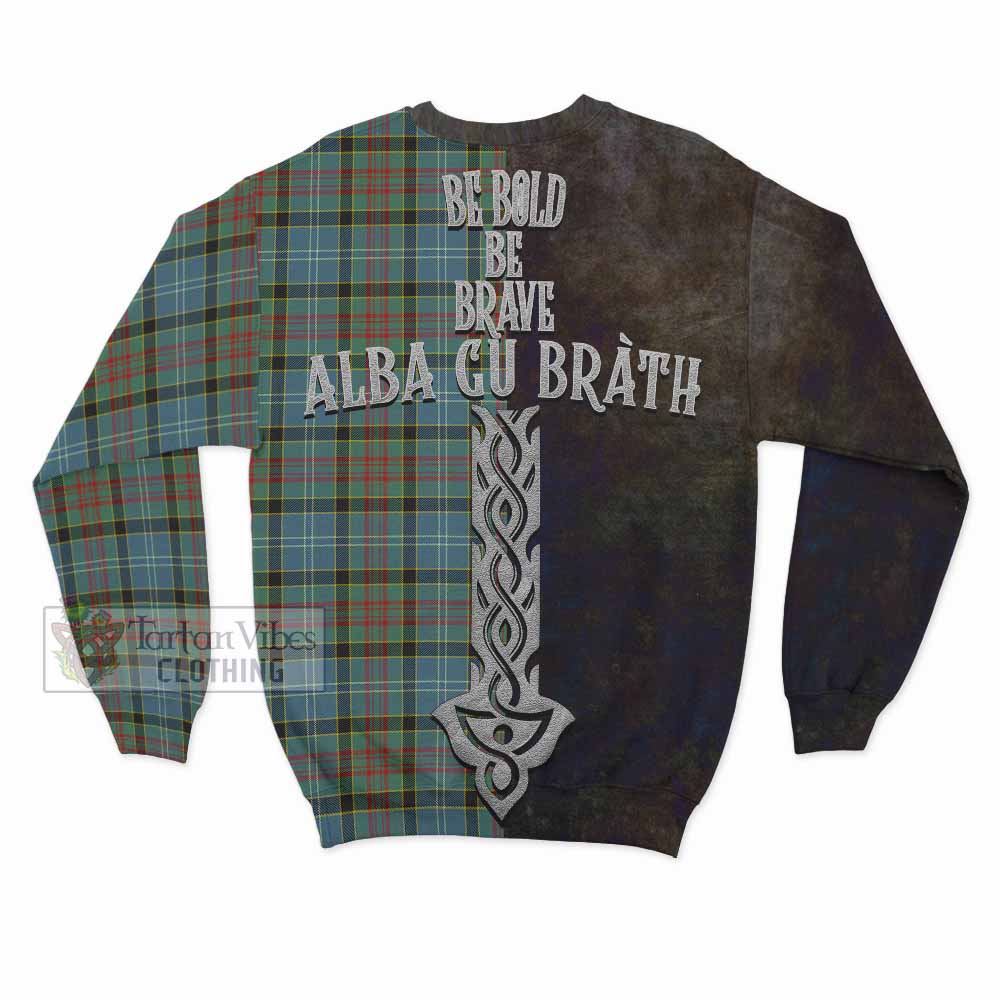 Tartan Vibes Clothing Cathcart Tartan Family Crest Sweatshirt Alba Gu Brath Be Brave Lion Ancient Style
