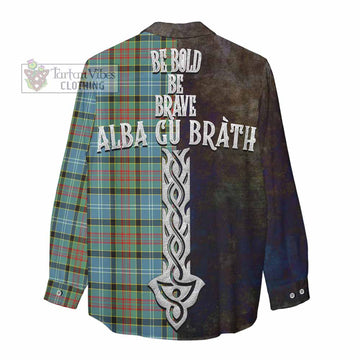 Cathcart Tartan Family Crest Women's Casual Shirt Alba Gu Brath Be Brave Lion Ancient Style