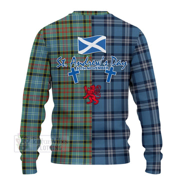 Tartan Vibes Clothing Cathcart Tartan Knitted Sweater Happy St. Andrew's Day Half Tartan Style