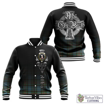 Tartan Vibes Clothing Cathcart Tartan Baseball Jacket Featuring Alba Gu Brath Family Crest Celtic Inspired