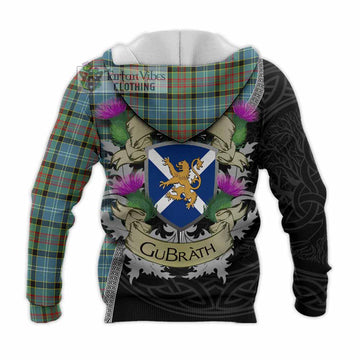 Tartan Vibes Clothing Cathcart Tartan Family Crest Knitted Hoodie Lion Rampant Royal Thistle Shield Celtic Inspired