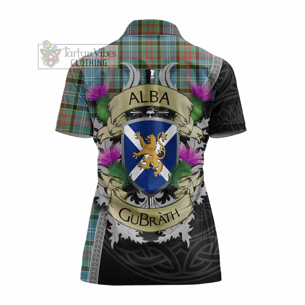 Tartan Vibes Clothing Cathcart Tartan Family Crest Women's Polo Shirt Lion Rampant Royal Thistle Shield Celtic Inspired