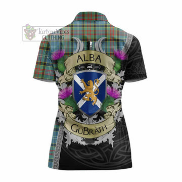 Cathcart Tartan Family Crest Women's Polo Shirt Lion Rampant Royal Thistle Shield Celtic Inspired