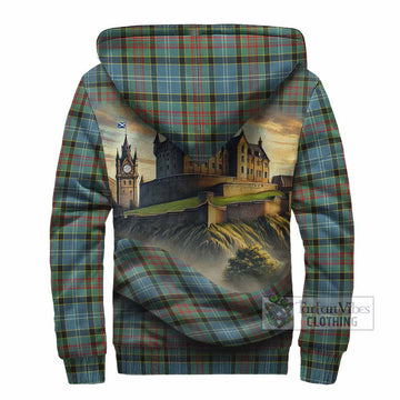 Cathcart Tartan Family Crest Sherpa Hoodie with Scottish Ancient Castle Style