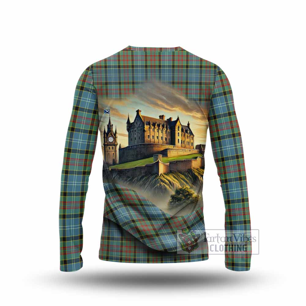 Tartan Vibes Clothing Cathcart Tartan Family Crest Long Sleeve T-Shirt with Scottish Ancient Castle Style