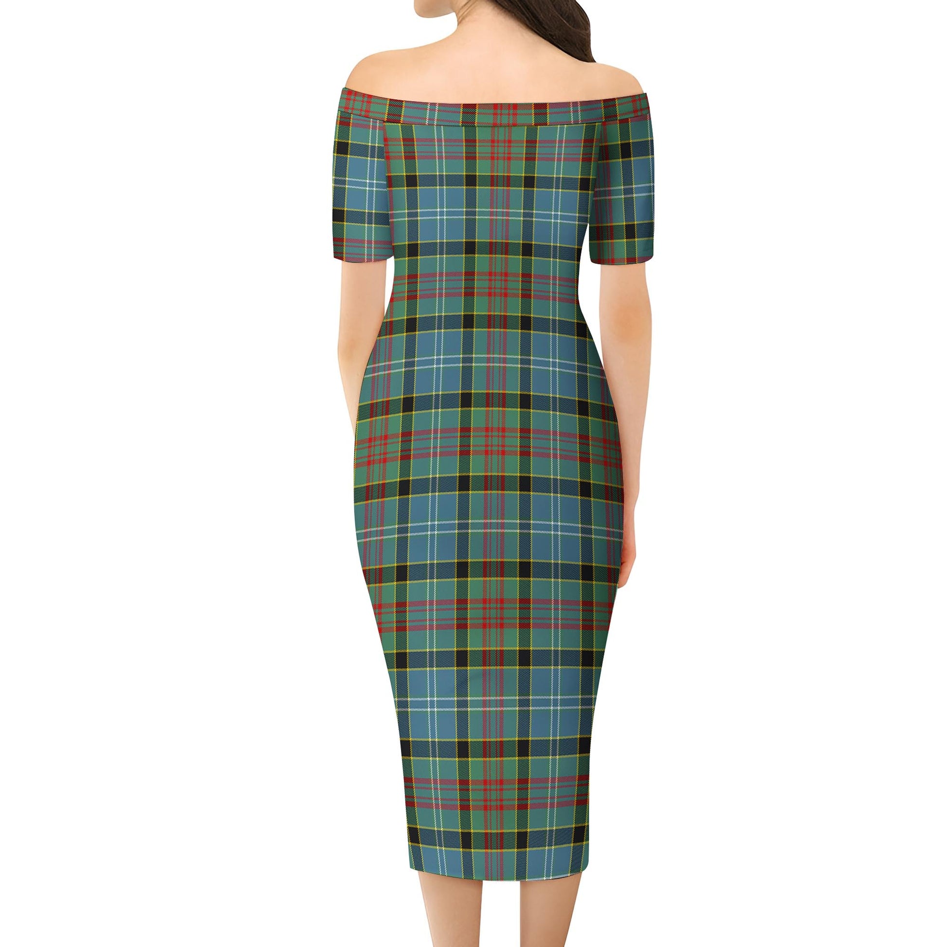 Cathcart Tartan Off Shoulder Lady Dress - Tartanvibesclothing