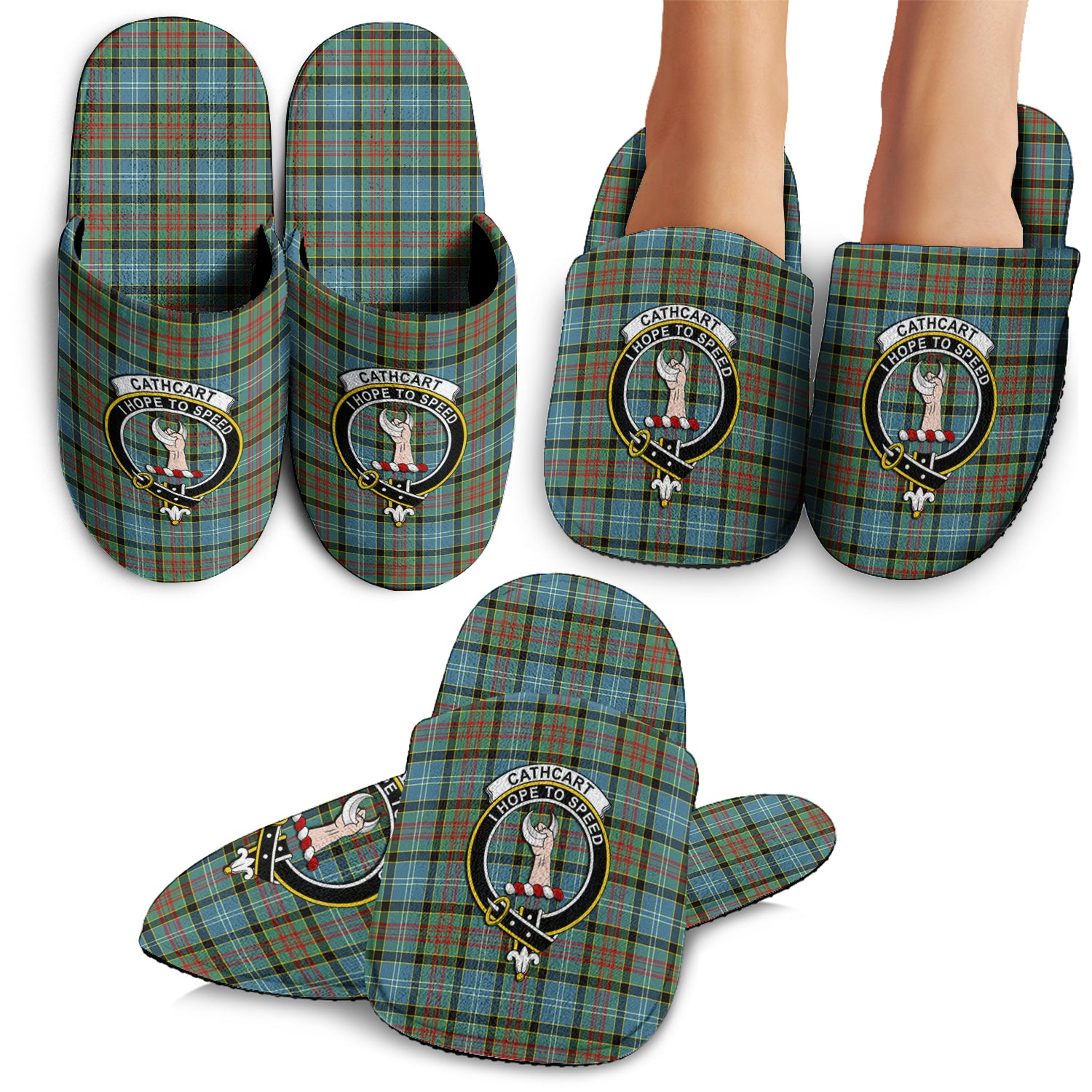 Cathcart Tartan Home Slippers with Family Crest - Tartanvibesclothing