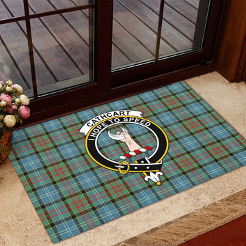 Cathcart Tartan Rubber Doormat with Family Crest