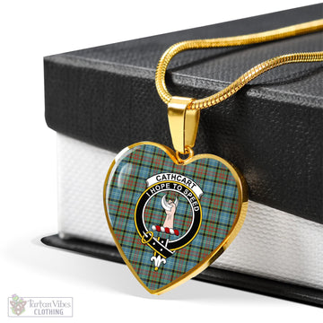 Cathcart Tartan Heart Necklace with Family Crest