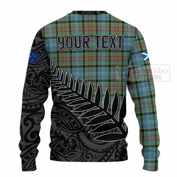 Tartan Vibes Clothing Cathcart Crest Tartan Knitted Sweater with New Zealand Silver Fern Half Style
