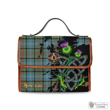 Cathcart Tartan Waterproof Canvas Bag with Scotland Map and Thistle Celtic Accents