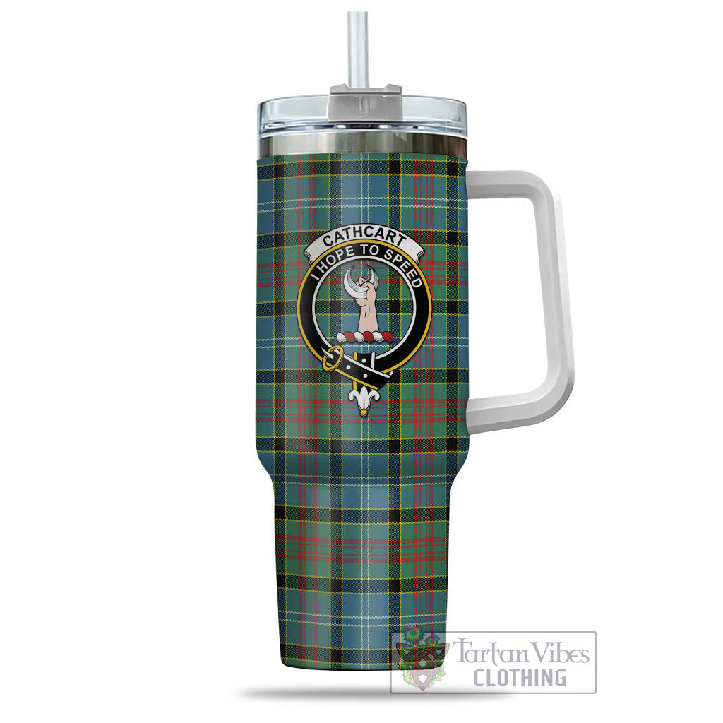 Tartan Vibes Clothing Cathcart Tartan and Family Crest Tumbler with Handle