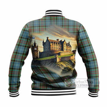 Tartan Vibes Clothing Cathcart Tartan Family Crest Baseball Jacket with Scottish Ancient Castle Style