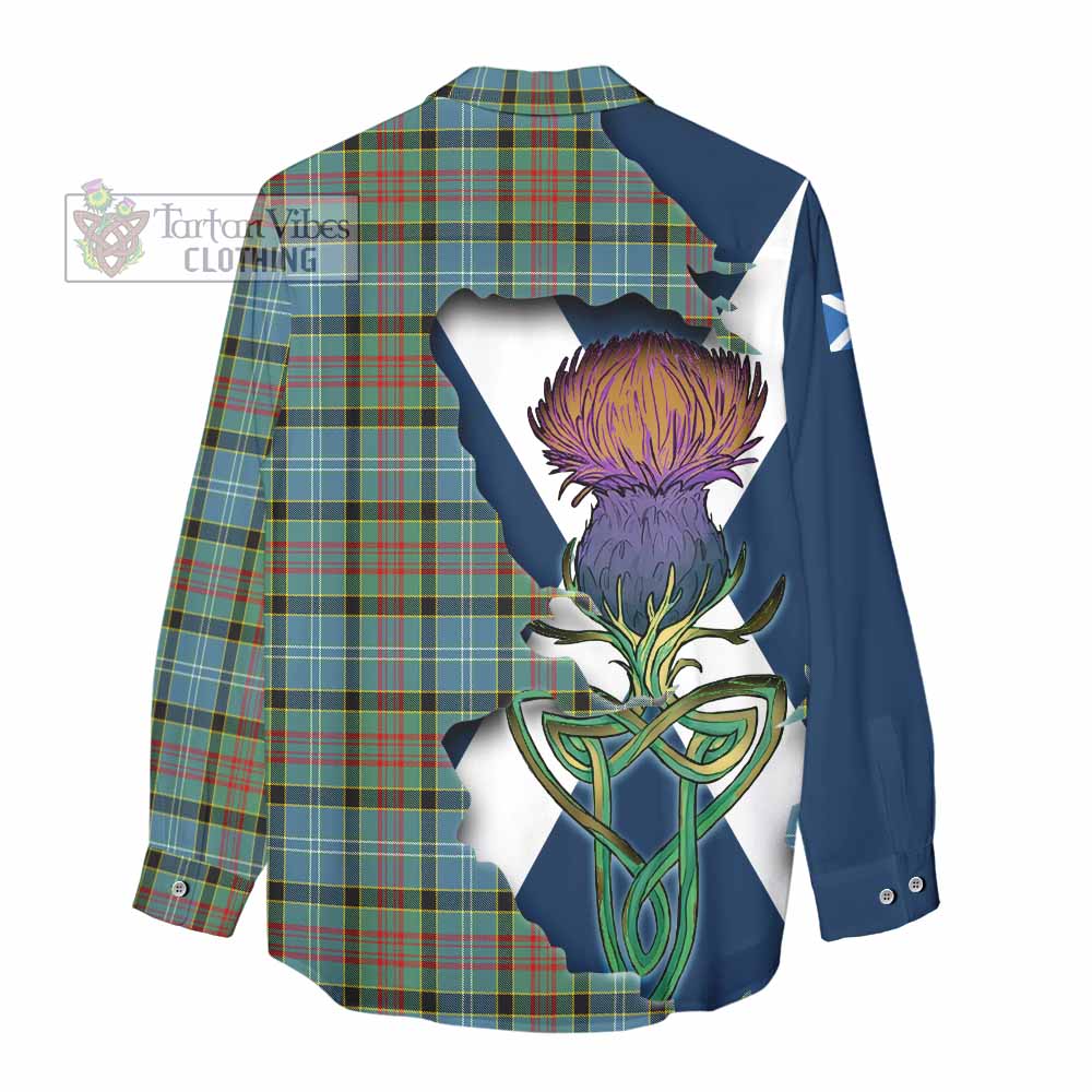 Tartan Vibes Clothing Cathcart Tartan Family Crest Women's Casual Shirt Scottish Thistle Celtic Inspired