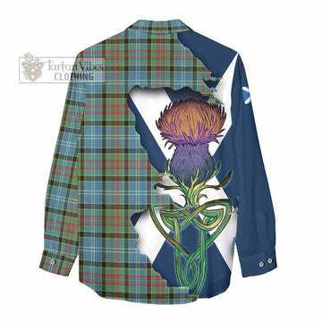 Cathcart Tartan Family Crest Women's Casual Shirt Scottish Thistle Celtic Inspired