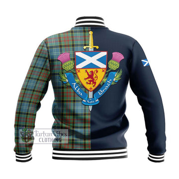 Tartan Vibes Clothing Cathcart Tartan Baseball Jacket with Scottish Lion Royal Arm Half Style