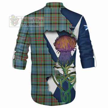 Tartan Vibes Clothing Cathcart Tartan Family Crest Ghillie Kilt Shirt Scottish Thistle Celtic Inspired