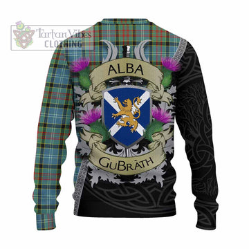 Cathcart Tartan Family Crest Knitted Sweater Lion Rampant Royal Thistle Shield Celtic Inspired