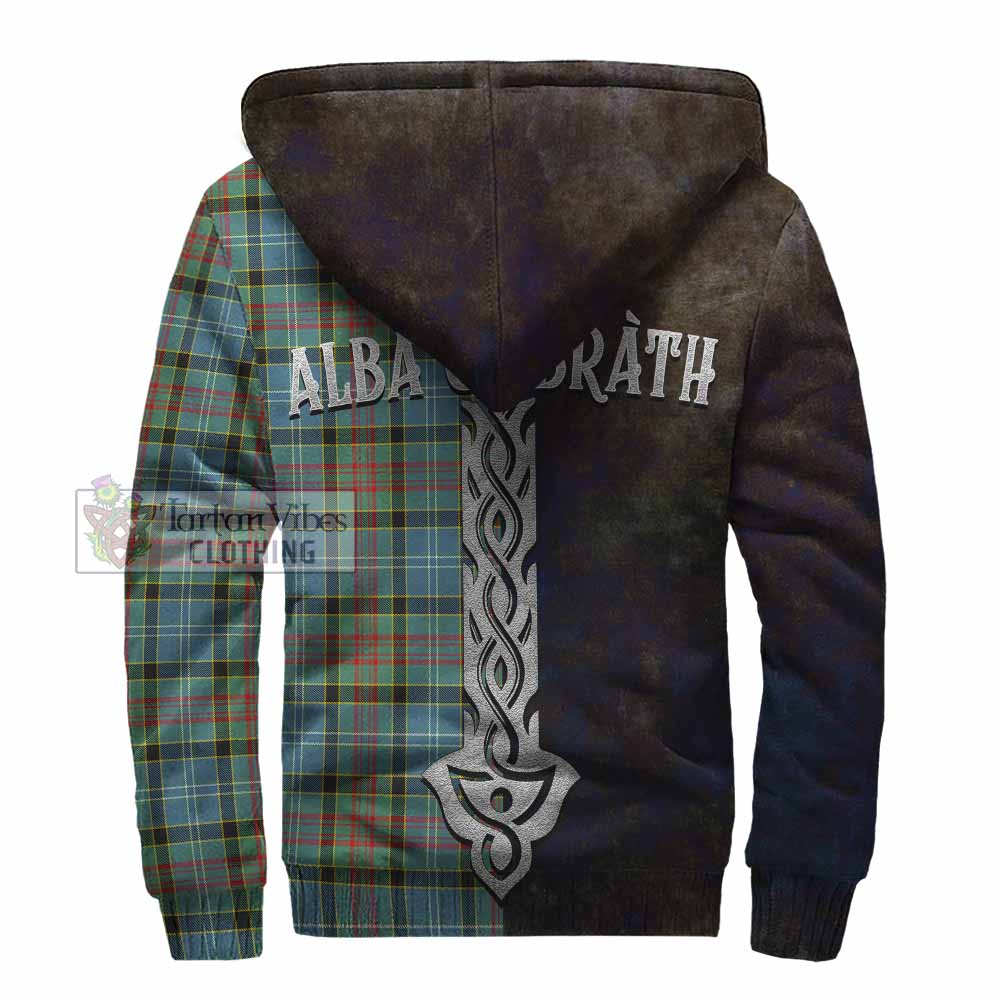 Tartan Vibes Clothing Cathcart Tartan Family Crest Sherpa Hoodie Alba Gu Brath Be Brave Lion Ancient Style