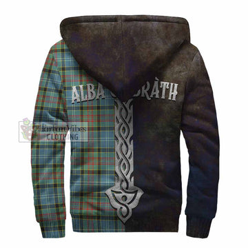 Cathcart Tartan Family Crest Sherpa Hoodie Alba Gu Brath Be Brave Lion Ancient Style