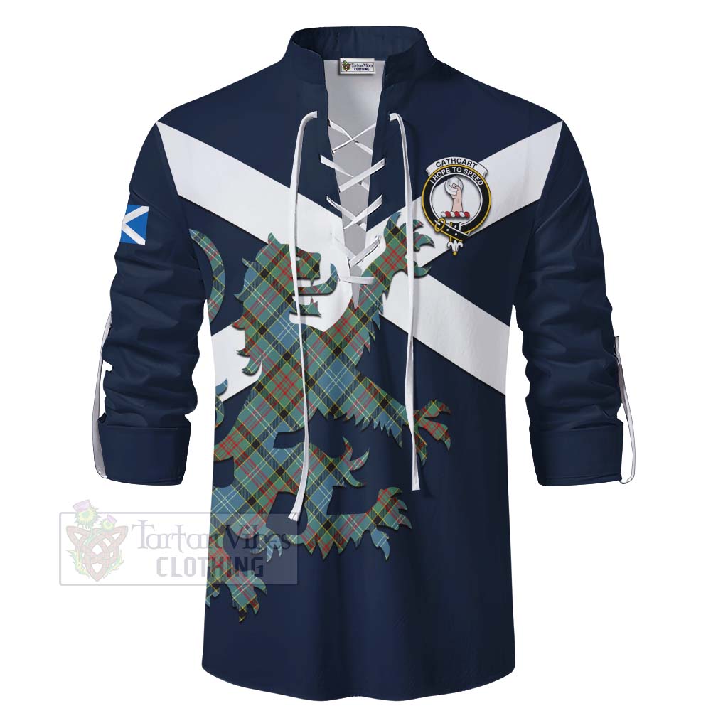 Tartan Vibes Clothing Cathcart Tartan Lion Rampant Ghillie Kilt Shirt Proudly Display Your Heritage with Alba Gu Brath and Clan Name
