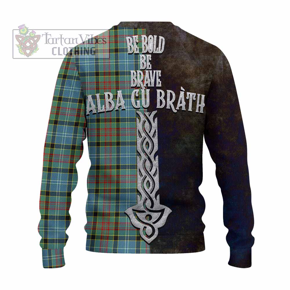 Tartan Vibes Clothing Cathcart Tartan Family Crest Knitted Sweater Alba Gu Brath Be Brave Lion Ancient Style