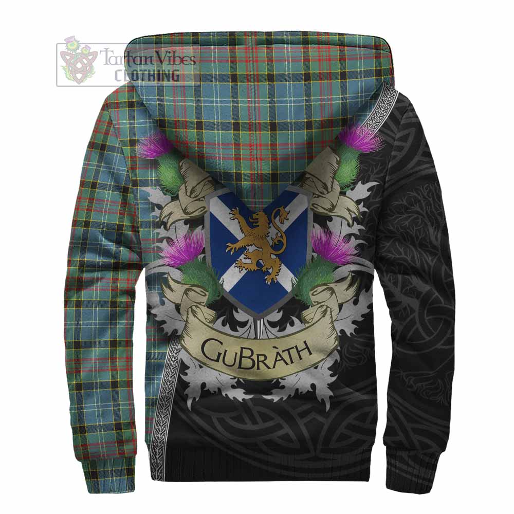 Tartan Vibes Clothing Cathcart Tartan Family Crest Sherpa Hoodie Lion Rampant Royal Thistle Shield Celtic Inspired