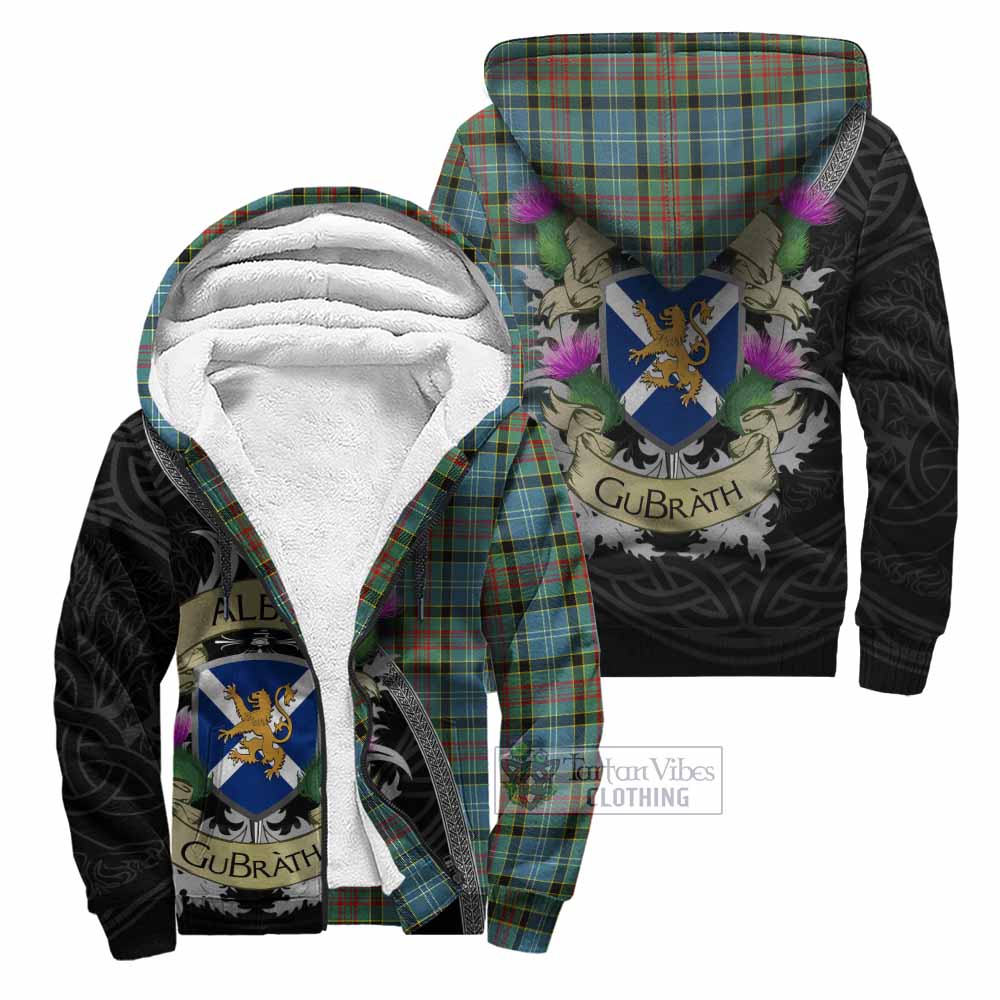Tartan Vibes Clothing Cathcart Tartan Family Crest Sherpa Hoodie Lion Rampant Royal Thistle Shield Celtic Inspired