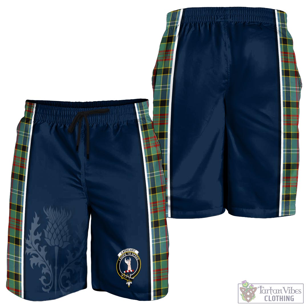 Tartan Vibes Clothing Cathcart Tartan Men's Shorts with Family Crest and Scottish Thistle Vibes Sport Style