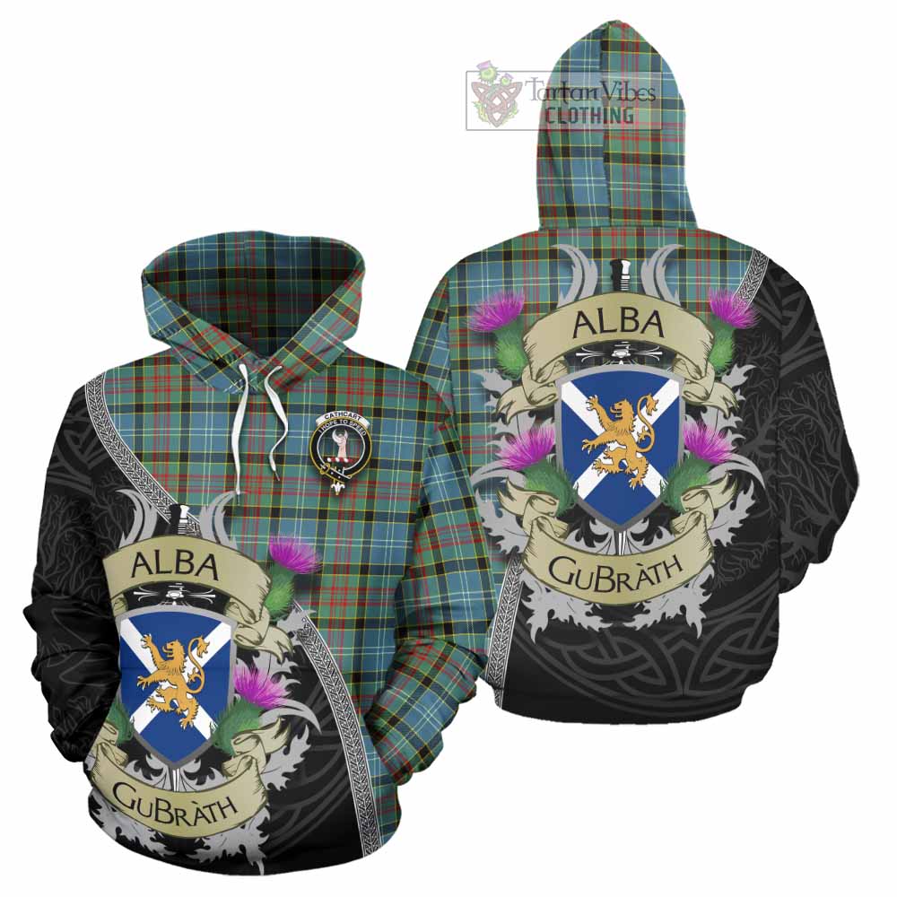 Tartan Vibes Clothing Cathcart Tartan Family Crest Hoodie Lion Rampant Royal Thistle Shield Celtic Inspired
