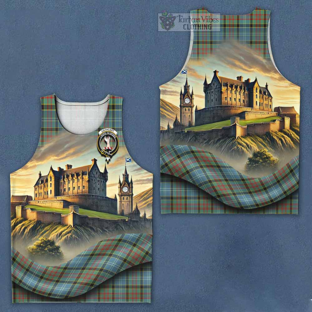 Tartan Vibes Clothing Cathcart Tartan Family Crest Men's Tank Top with Scottish Ancient Castle Style