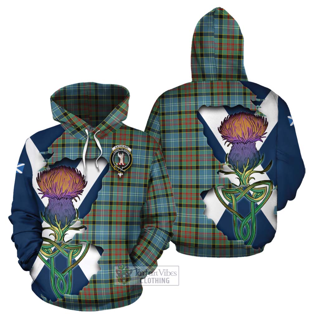 Tartan Vibes Clothing Cathcart Tartan Family Crest Cotton Hoodie Scottish Thistle Celtic Inspired