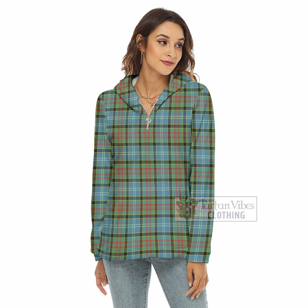 Tartan Vibes Clothing Cathcart Tartan Women's Borg  Half Zip Fleece Hoodie