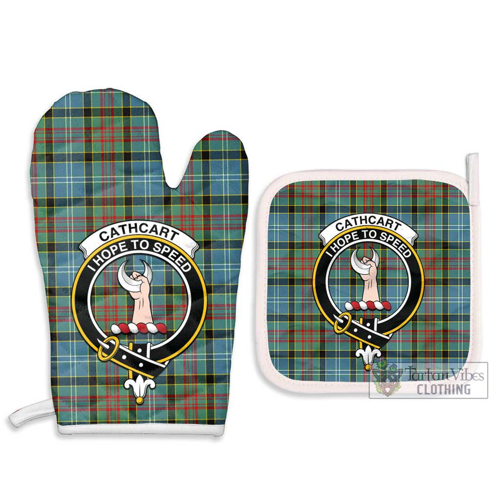 Cathcart Tartan Combo Oven Mitt & Pot-Holder with Family Crest Combo 1 Oven Mitt & 2 Pot-Holder White - Tartan Vibes Clothing