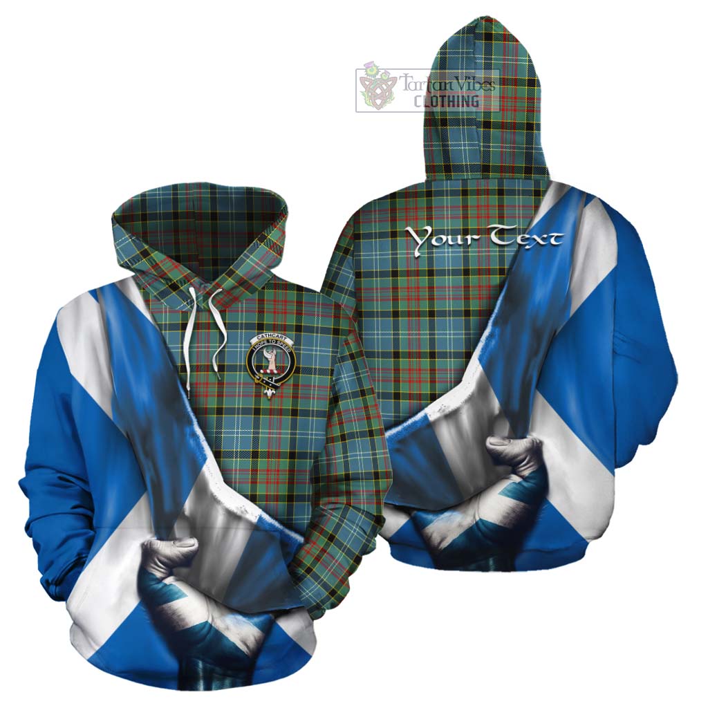 Tartan Vibes Clothing Cathcart Tartan Cotton Hoodie with Family Crest Scotland Patriotic Style