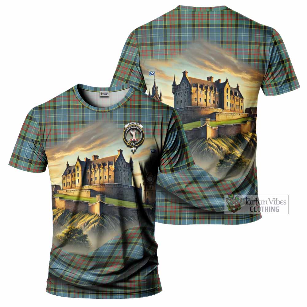 Tartan Vibes Clothing Cathcart Tartan Family Crest T-Shirt with Scottish Ancient Castle Stype