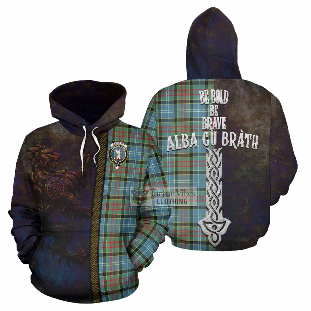 Tartan Vibes Clothing Cathcart Tartan Family Crest Hoodie Alba Gu Brath Be Brave Lion Ancient Style