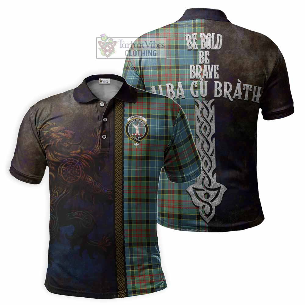 Tartan Vibes Clothing Cathcart Tartan Family Crest Polo Shirt Alba Gu Brath Be Brave Lion Ancient Style