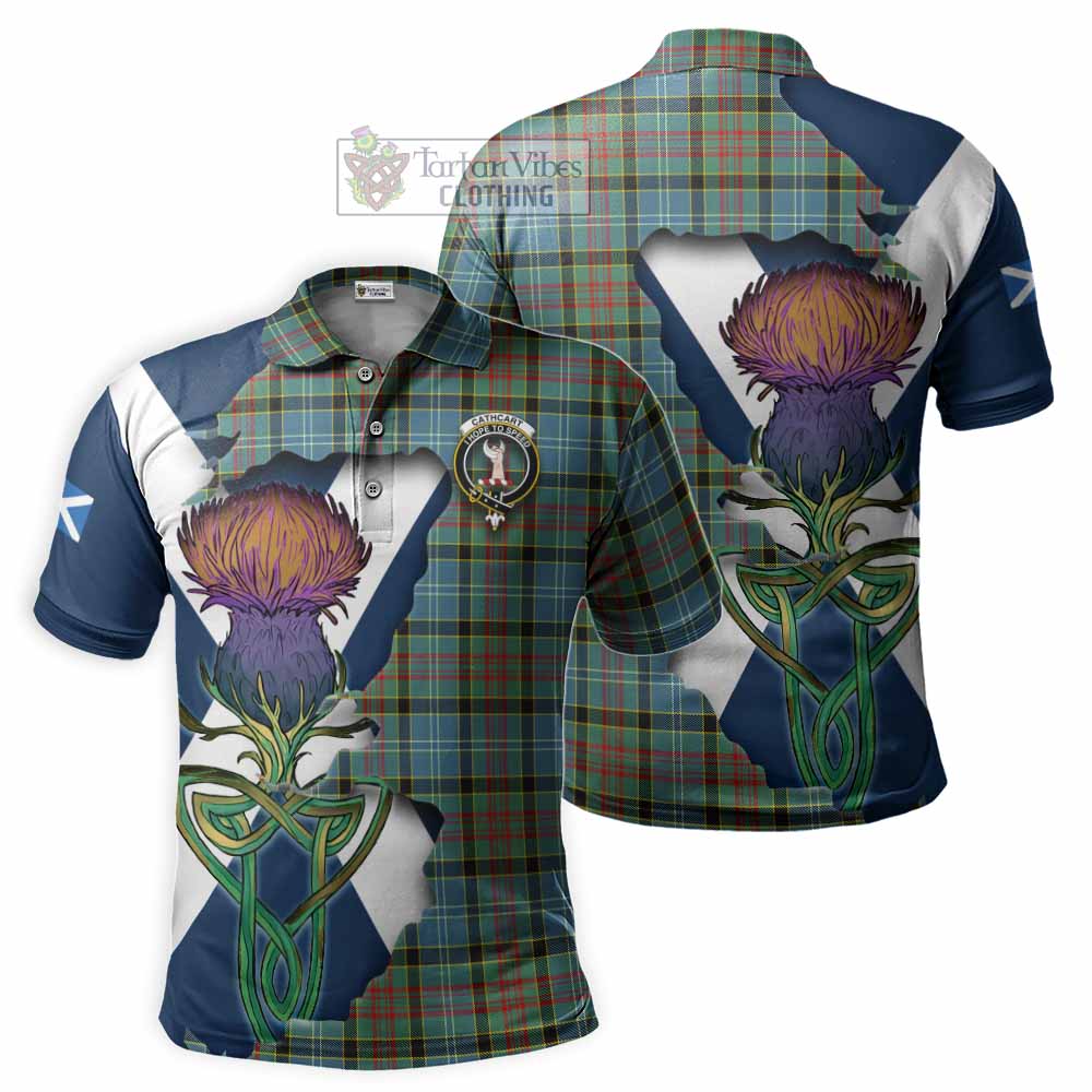 Tartan Vibes Clothing Cathcart Tartan Family Crest Polo Shirt Scottish Thistle Celtic Inspired